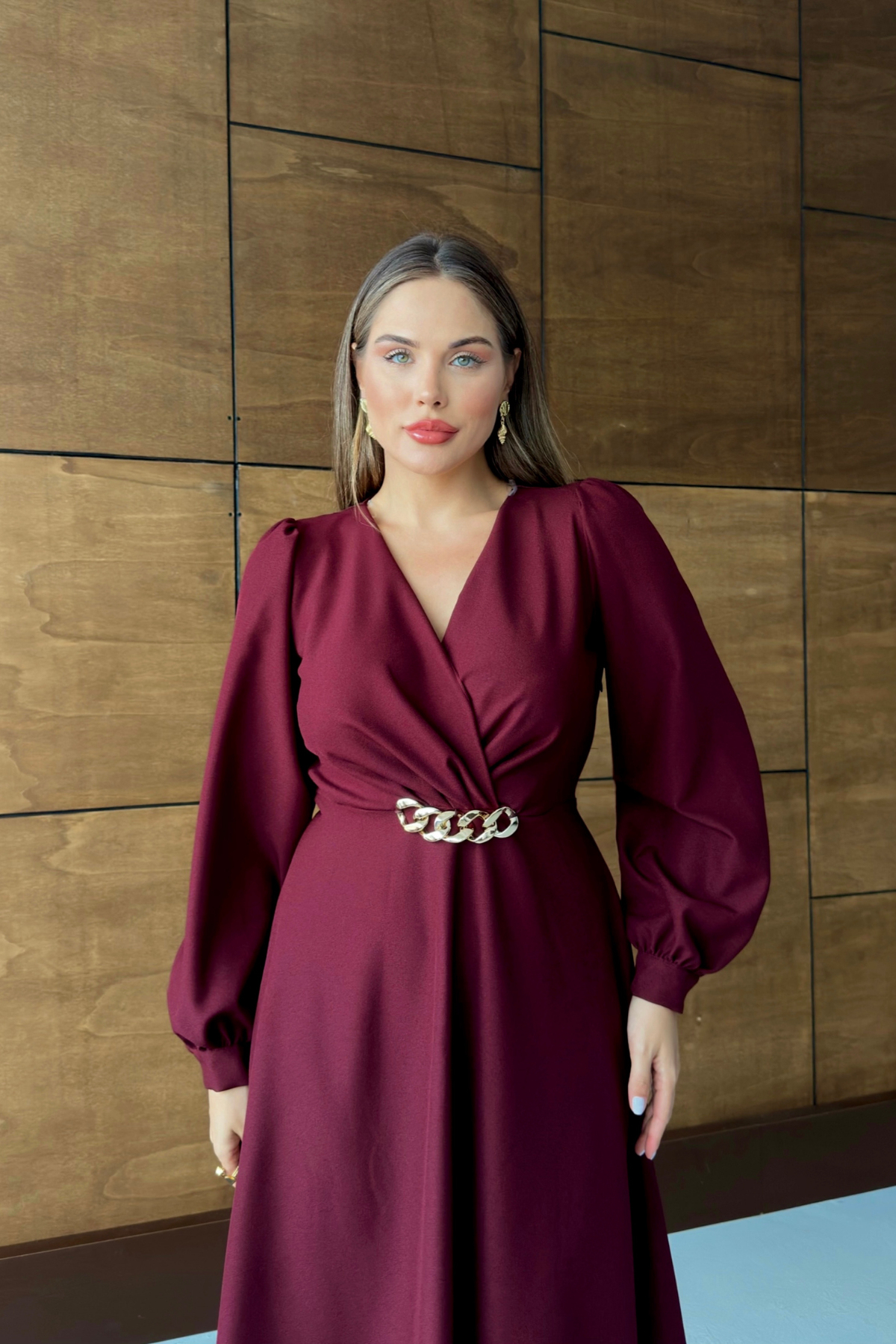 Zincirli Crep Elbise