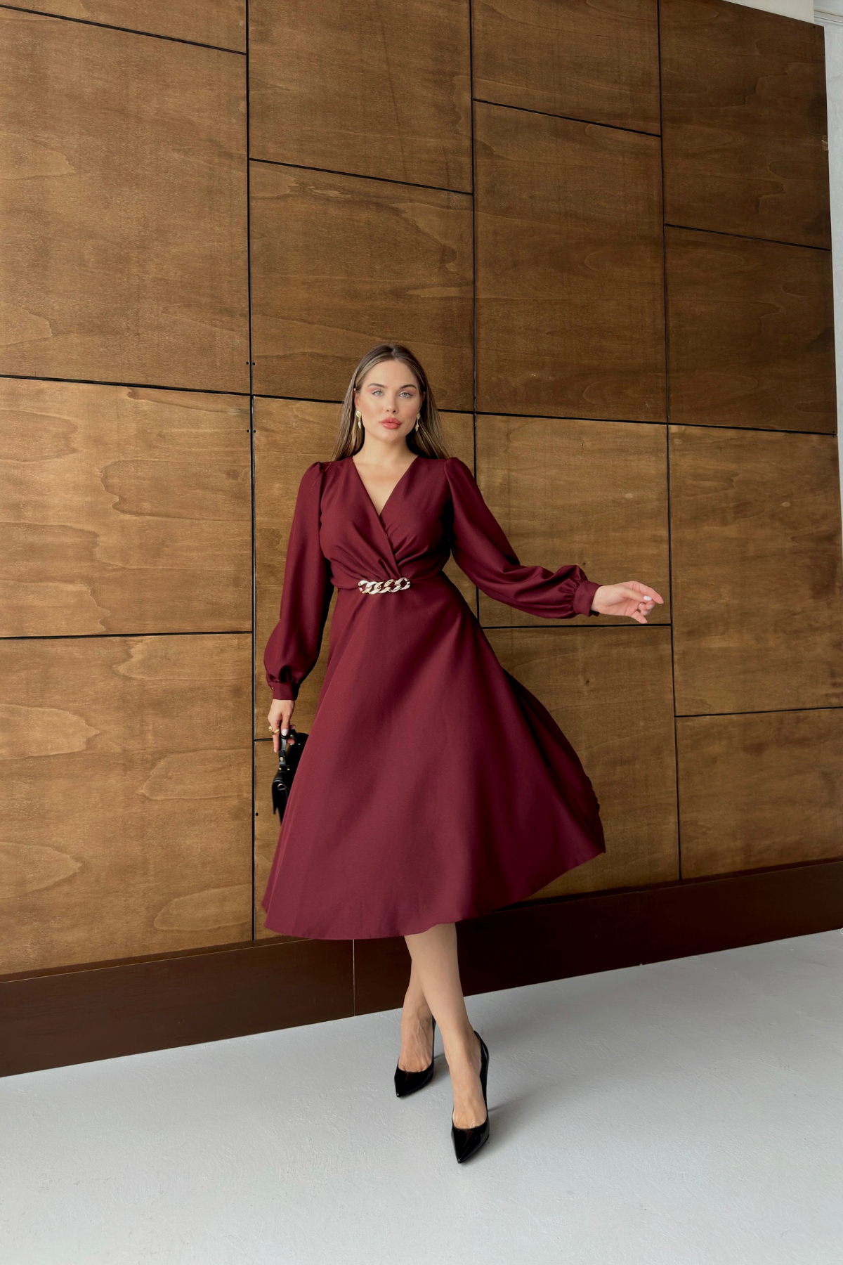 Zincirli Crep Elbise