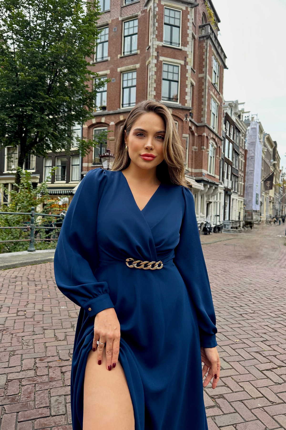 Zincirli Crep Elbise