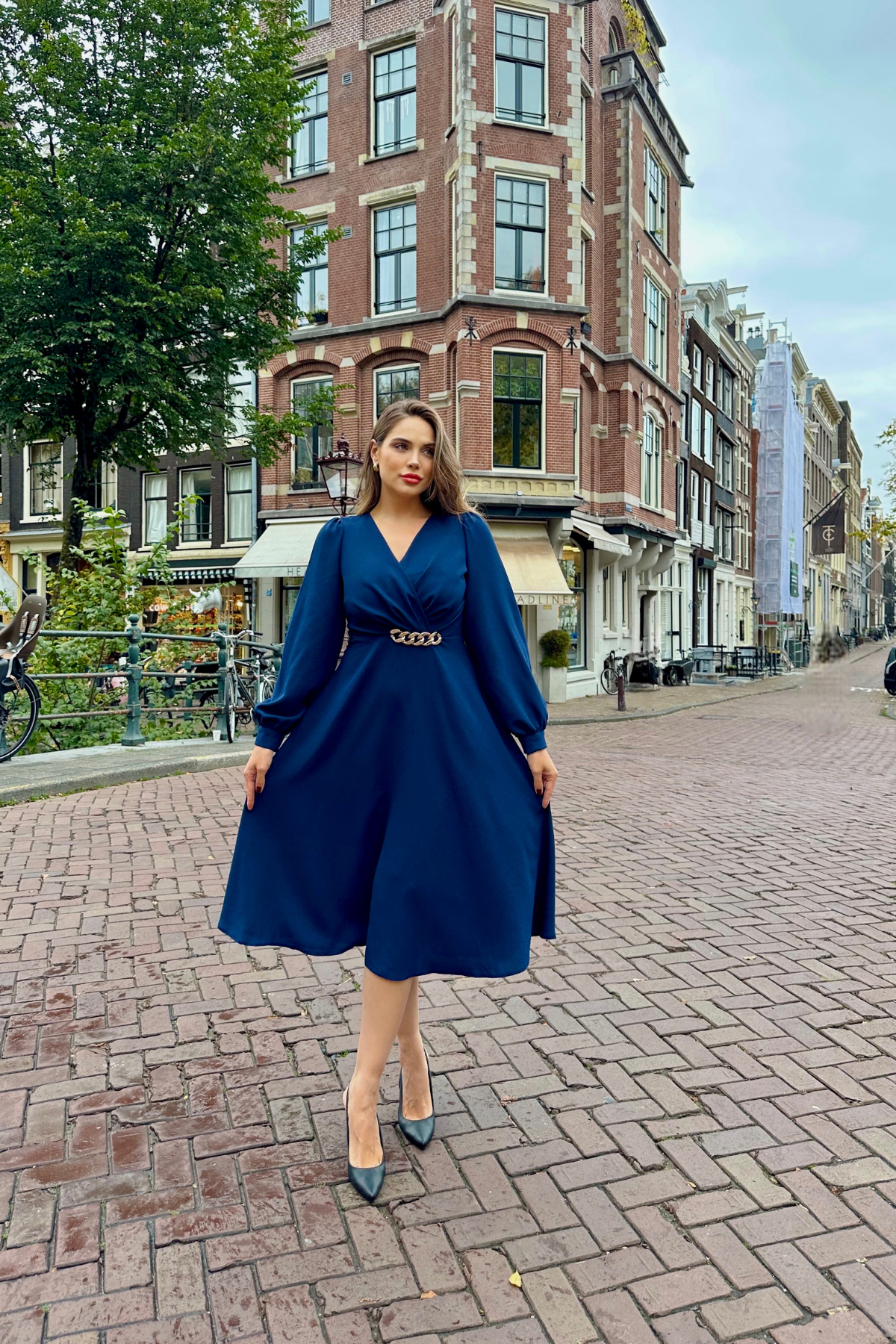 Zincirli Crep Elbise