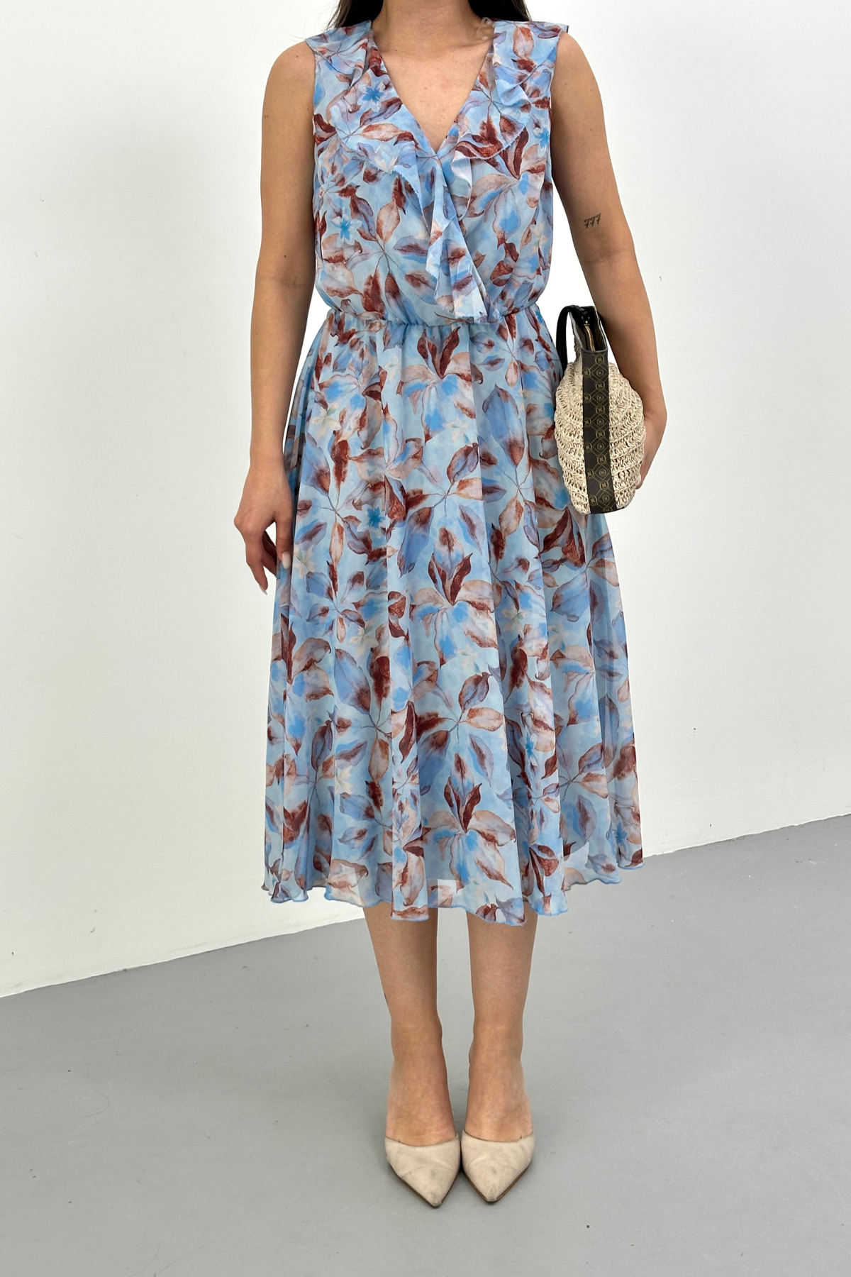 FLORAL PRINT TULLE DRESS
