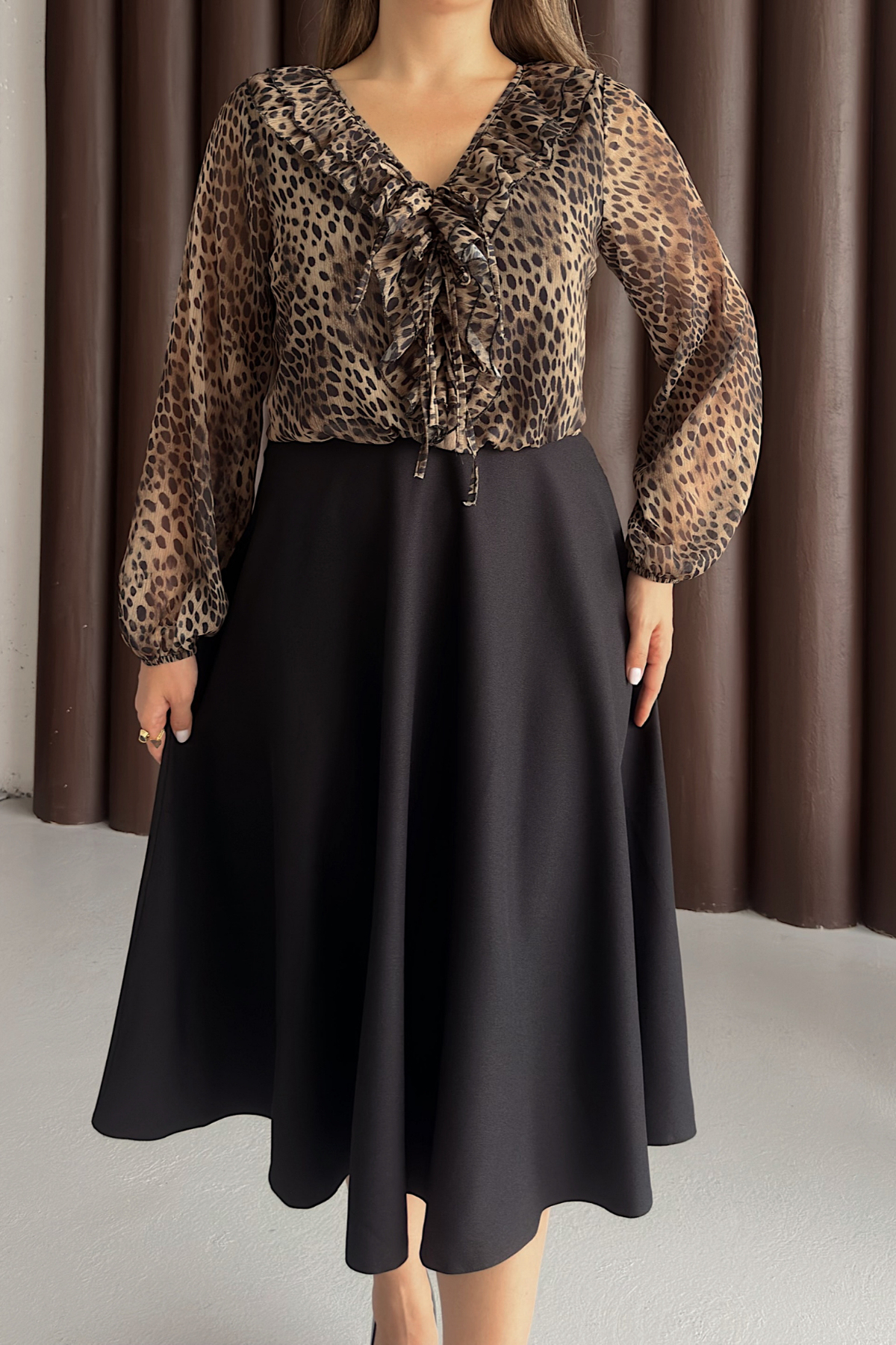 Leopar Desenli Elbise