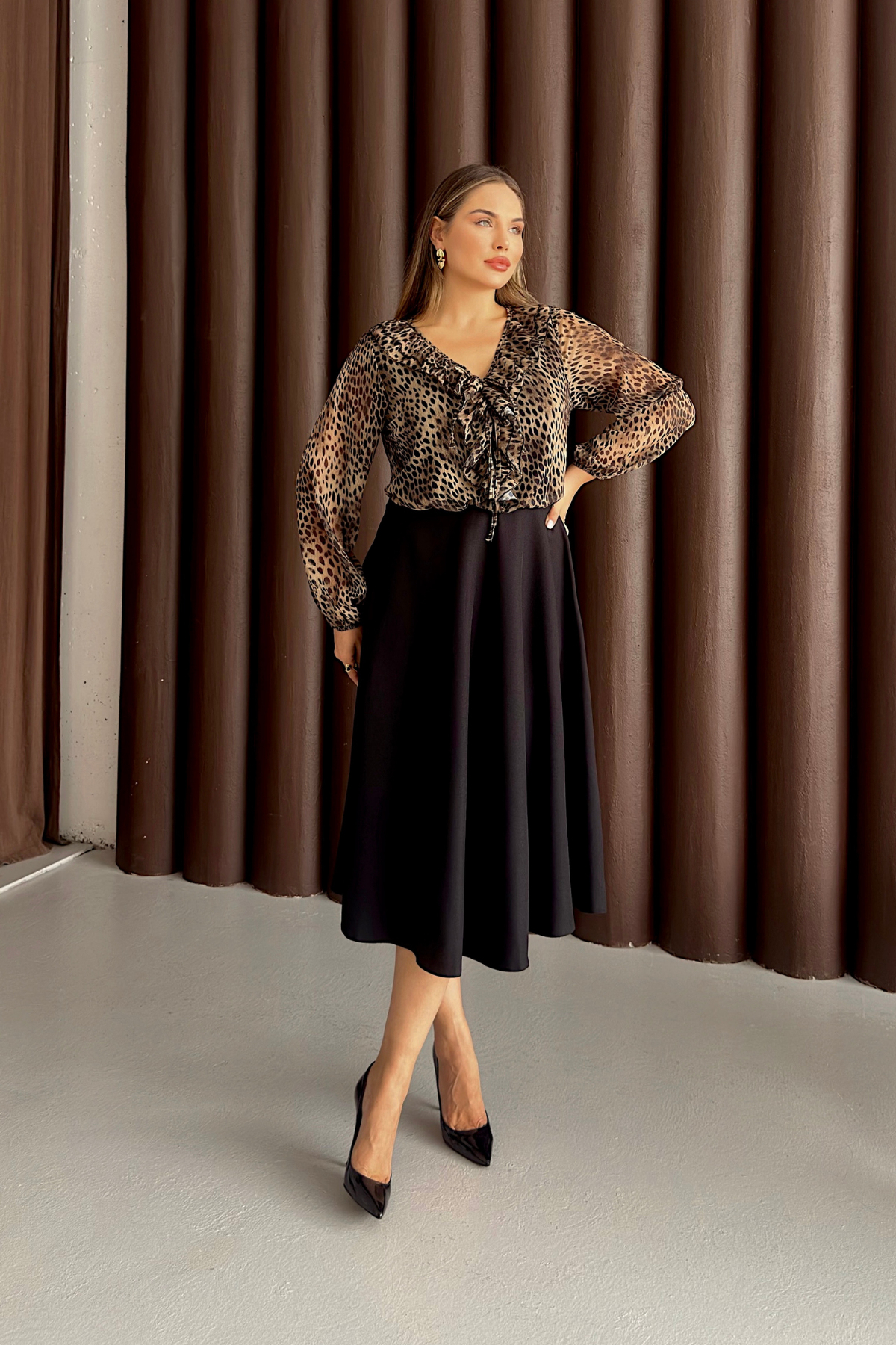 Leopar Desenli Elbise