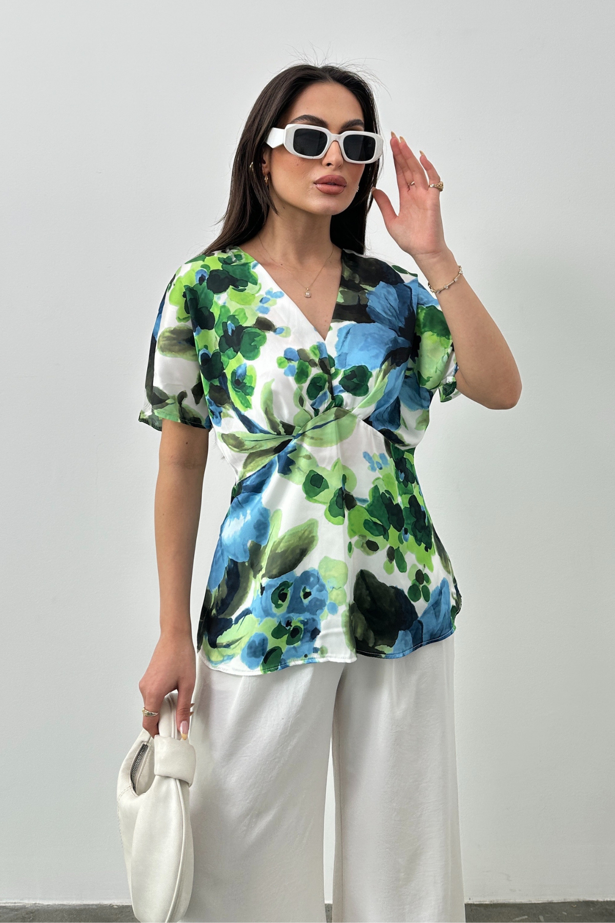 PATTERNED SATIN BLOUSE