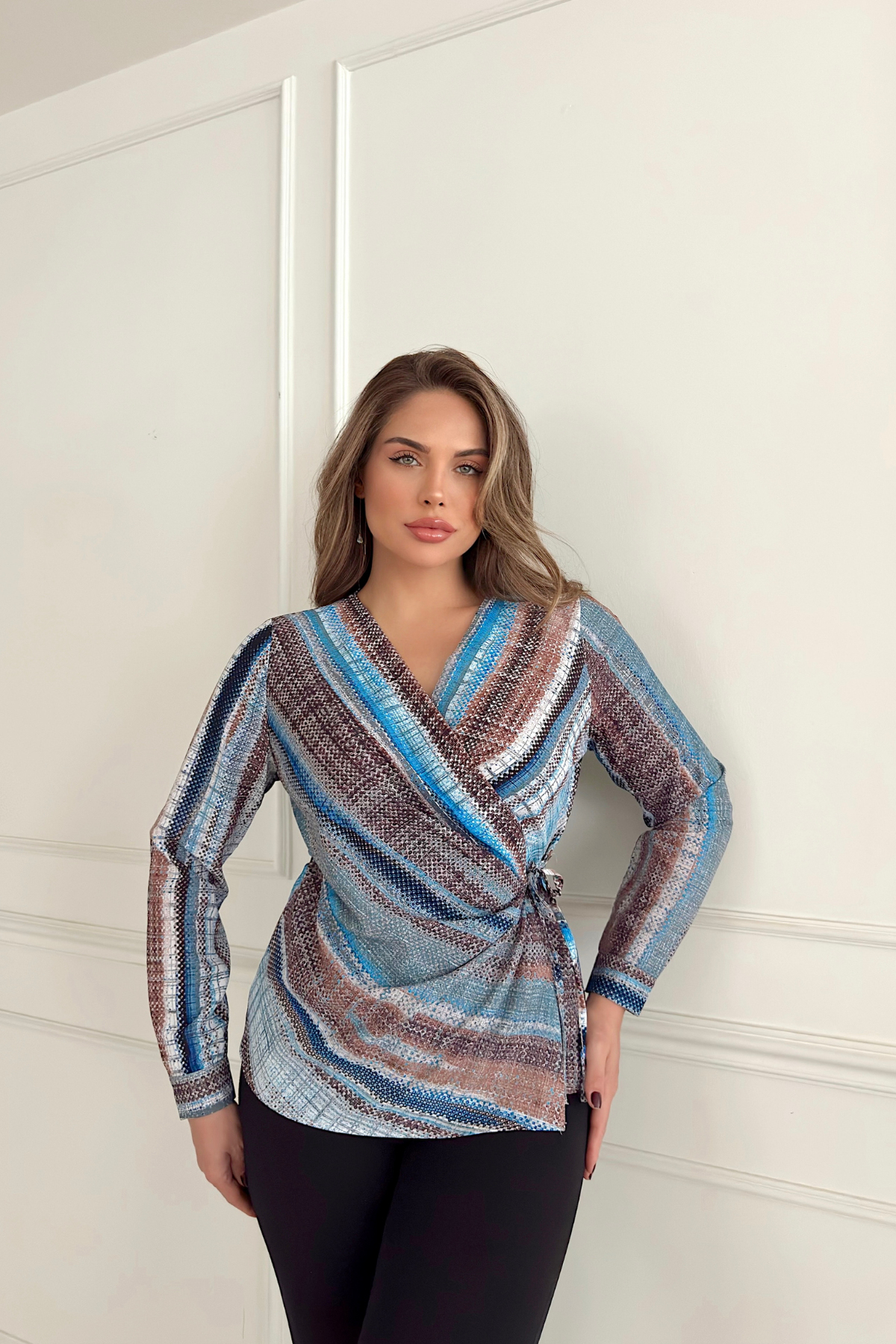 PATTERNED SATIN BLOUSE