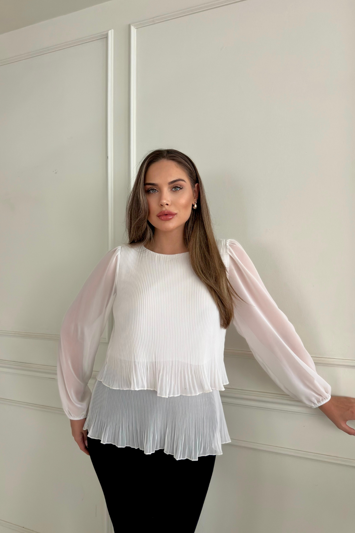 Двубортная блузка со складками