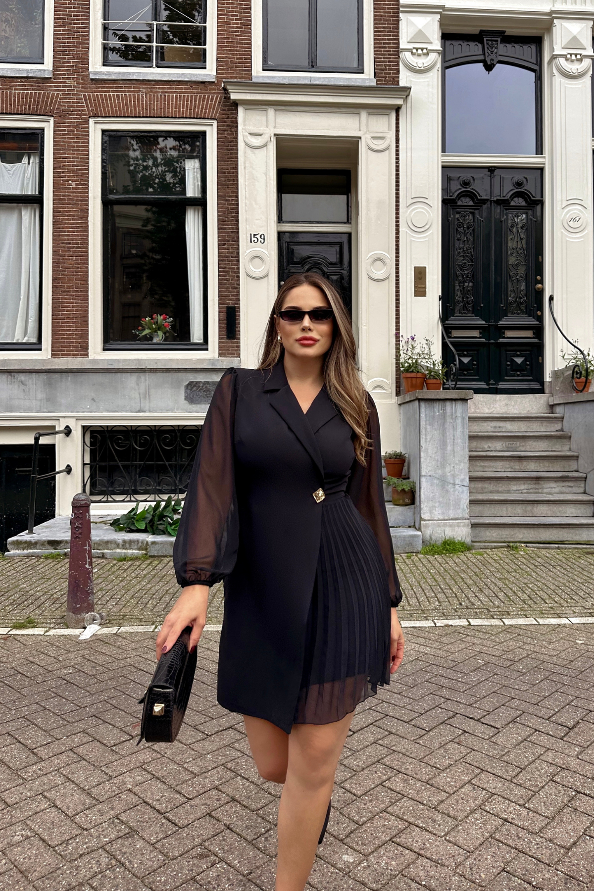 Kollar Şifon Double Elbise