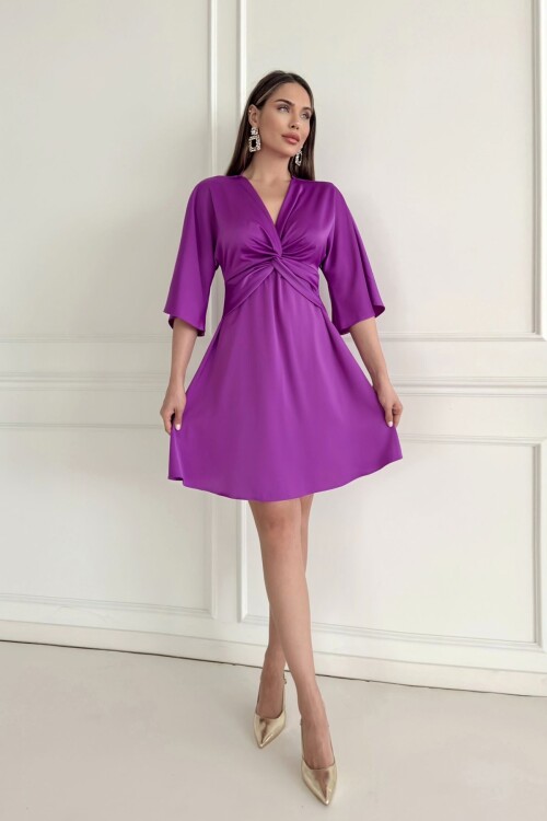 Yarasa Kol Saten Elbise