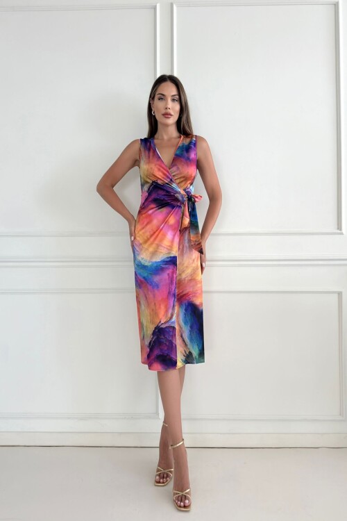 Kruvaze Saten Elbise