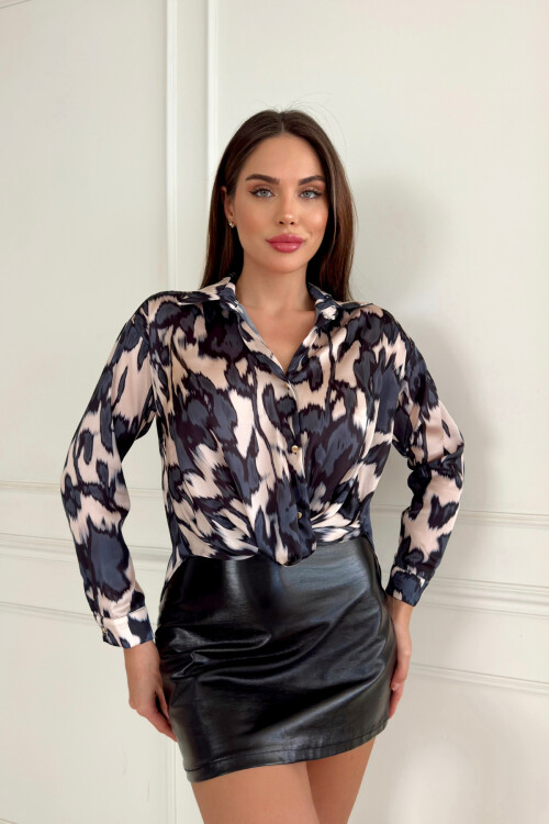 Düğümlü Saten Gömlek