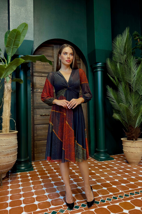 Düğümlü Tül Elbise