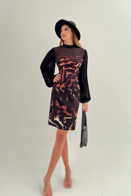 Kolları Piliseli Double Elbise