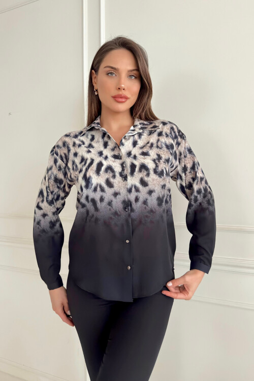 Leopar Desenli Degrade Gömlek
