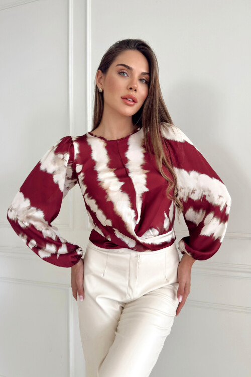 Arkası Triko Saten Bluz