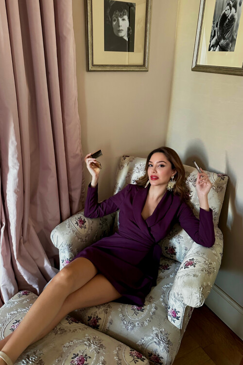 Двубортное платье с шалевым воротником