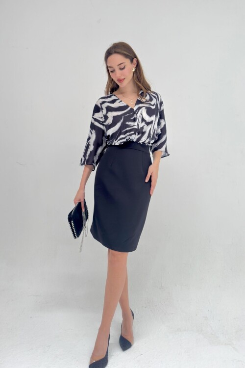 Üstü Saten Ofis Elbise