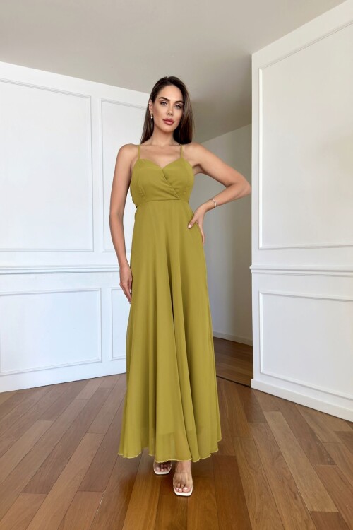 Шифоновое платье с веревочными бретелями