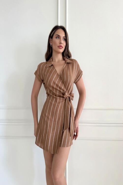 Полосатый льняной комбинезон