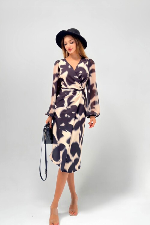 Şifon Kollu Double Elbise