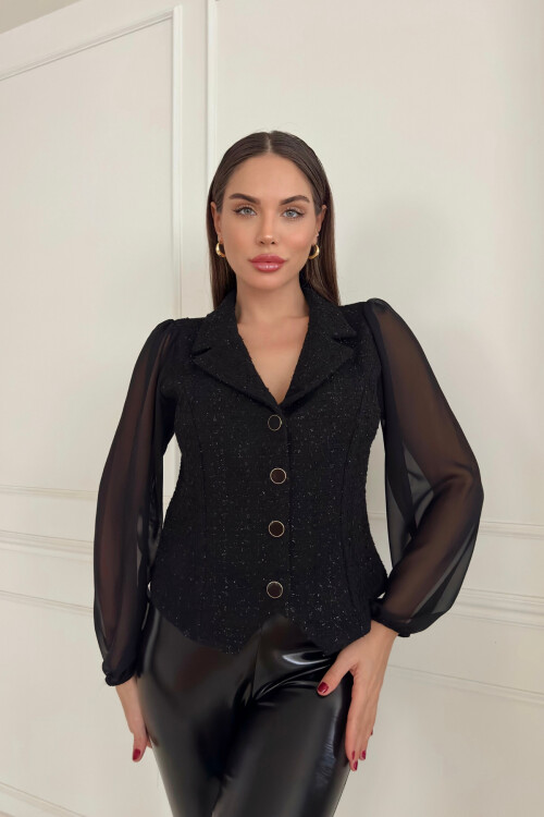 Şifon Kollu Channel Yelek