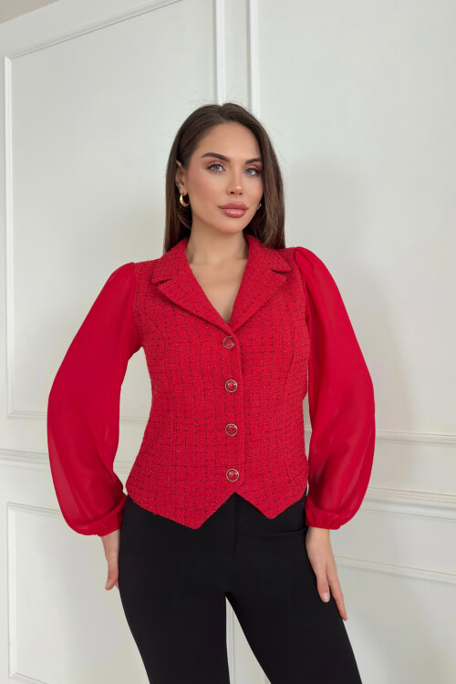 Şifon Kollu Channel Yelek