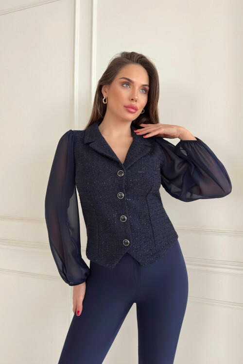 Şifon Kollu Channel Yelek