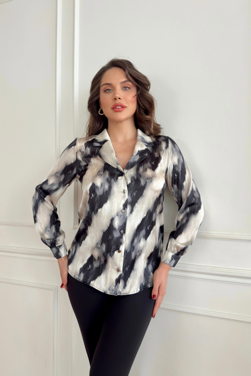 Ceket Yaka Saten Gömlek