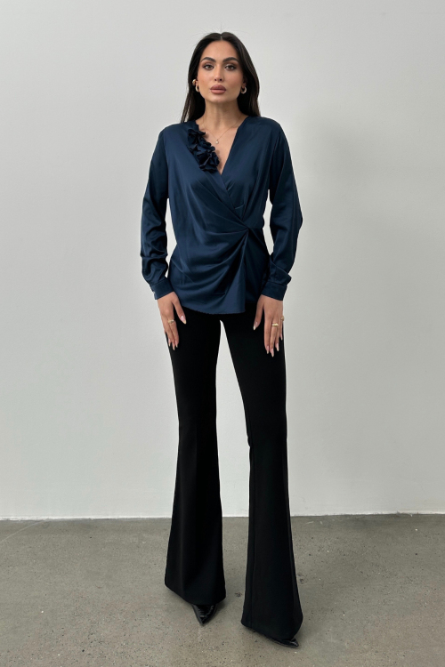 Çiçekli Saten Bluz