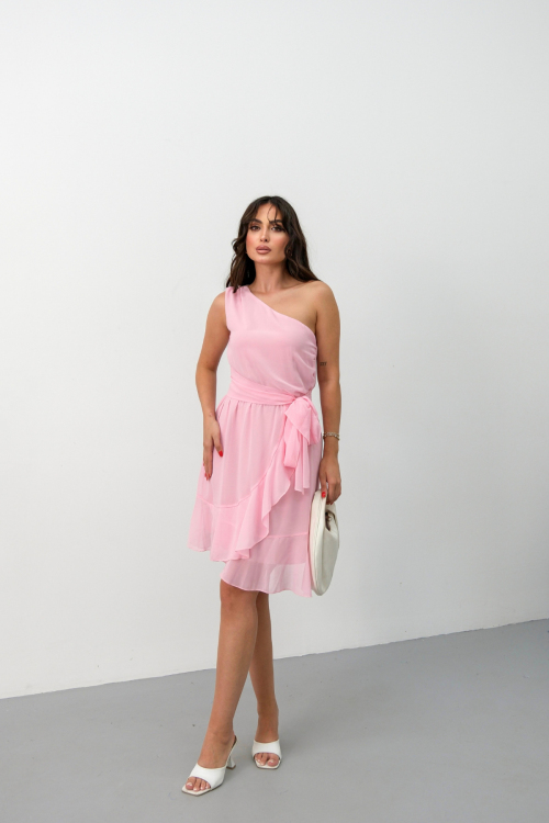 ONE SHOULDER CHIFFON DRESS
