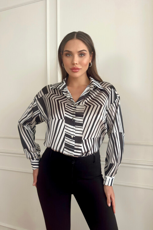 Desenli Saten Gömlek