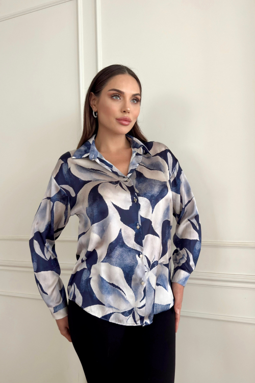 Desenli Saten Gömlek