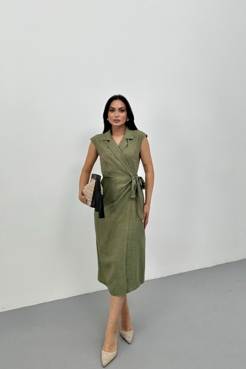 TIE-WAIST LINEN DRESS