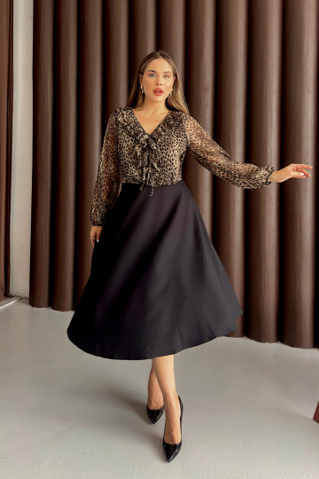 Leopar Desenli Elbise